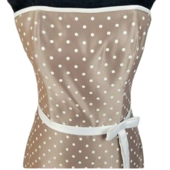 Vtg 80's Retro 60's Satin Strapless Bow Accent Waist Polka Dot Aline Dress Sz 6 - Picture 12 of 14